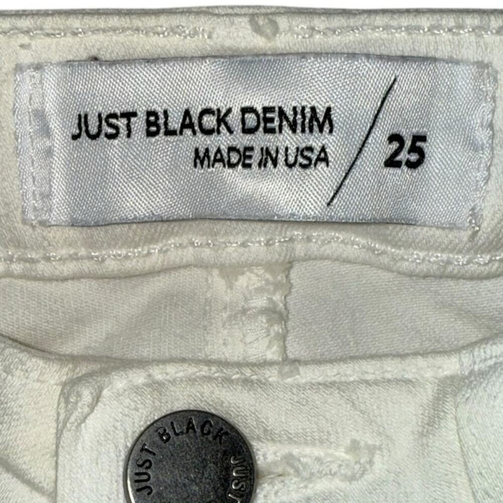 Just Black White Jeans Mid-Rise Distressed Denim Pants Stretch Size 25 White - Picture 7 of 12